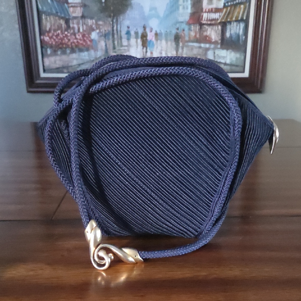 De Vecchi by Hamilton Hodge Vintage Italian Navy Bag With Cord Handles